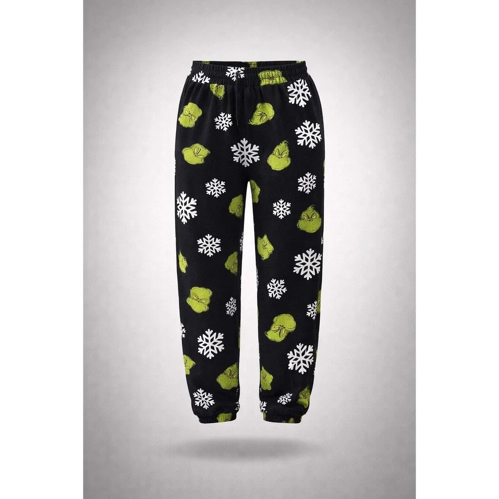 Celebrate Together The Grinch Christmas Sweatpants Mens‎ 2XL Black Snowflakes